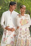 Buy_Soniya G_Off White Silk, Georgette Sequins, Embroidery Round Anarakali With Short Jacket 