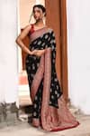 Buy_Naaritva India_Black Crepe, Chiffon, Silk Handwoven Work Banarasi Saree With Running Blouse _at_Aza_Fashions
