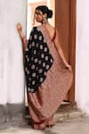 Shop_Naaritva India_Black Crepe, Chiffon, Silk Handwoven Work Banarasi Saree With Running Blouse _at_Aza_Fashions