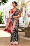 Shop_Naaritva India_Black Crepe, Chiffon, Silk Zari Handwoven Banarasi Saree With Running Blouse _Online_at_Aza_Fashions