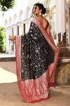 Shop_Naaritva India_Black Crepe, Chiffon, Silk Zari Handwoven Banarasi Saree With Running Blouse _at_Aza_Fashions
