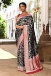 Buy_Naaritva India_Black Crepe, Chiffon, Silk Zari Handwoven Banarasi Saree With Running Blouse _at_Aza_Fashions