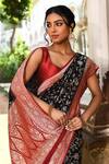 Naaritva India_Black Crepe, Chiffon, Silk Zari Handwoven Banarasi Saree With Running Blouse _at_Aza_Fashions