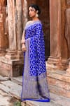 Buy_Naaritva India_Blue Crepe, Chiffon, Silk Handwoven Work Banarasi Saree With Running Blouse _Online_at_Aza_Fashions