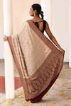 Shop_Naaritva India_Cream Crepe, Chiffon, Silk Handwoven Work Banarasi Saree With Running Blouse _at_Aza_Fashions