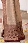Buy_Naaritva India_Cream Crepe, Chiffon, Silk Handwoven Work Banarasi Saree With Running Blouse 