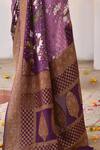 Naaritva India_Purple Crepe, Chiffon, Silk Plum Handwoven Banarasi Saree With Running Blouse _at_Aza_Fashions