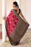 Shop_Naaritva India_Fuchsia Crepe, Chiffon, Silk Zari Handwoven Banarasi Saree With Running Blouse _at_Aza_Fashions