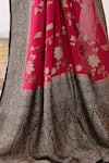 Buy_Naaritva India_Fuchsia Crepe, Chiffon, Silk Zari Handwoven Banarasi Saree With Running Blouse 
