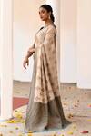 Buy_Naaritva India_Ivory Crepe, Chiffon, Silk Zari Handwoven Banarasi Saree With Running Blouse _Online_at_Aza_Fashions