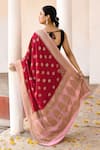 Shop_Naaritva India_Red Crepe, Chiffon, Silk Handwoven Work Banarasi Saree With Running Blouse _at_Aza_Fashions