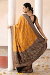 Shop_Naaritva India_Yellow Crepe, Chiffon, Silk Handwoven Work Banarasi Saree With Running Blouse _at_Aza_Fashions