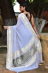Shop_Naaritva India_Silver Crepe, Silk, Chiffon Handwoven Work Banarasi Saree With Running Blouse _at_Aza_Fashions