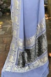 Shop_Naaritva India_Silver Crepe, Silk, Chiffon Handwoven Work Banarasi Saree With Running Blouse 
