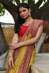 Buy_Naaritva India_Yellow Crepe, Chiffon, Silk Zari Handwoven Banarasi Saree With Running Blouse _Online_at_Aza_Fashions