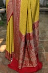 Naaritva India_Yellow Crepe, Chiffon, Silk Zari Handwoven Banarasi Saree With Running Blouse _at_Aza_Fashions
