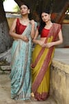 Buy_Naaritva India_Yellow Crepe, Chiffon, Silk Zari Handwoven Banarasi Saree With Running Blouse 