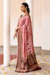 Buy_Naaritva India_Pink Crepe, Chiffon, Silk Handwoven Work Banarasi Saree With Running Blouse _Online_at_Aza_Fashions