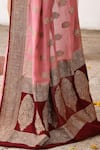 Buy_Naaritva India_Pink Crepe, Chiffon, Silk Handwoven Work Banarasi Saree With Running Blouse 