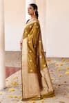 Buy_Naaritva India_Mustard Zari Handwoven Yellow Banarasi Saree With Running Blouse _Online_at_Aza_Fashions