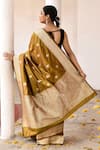 Shop_Naaritva India_Mustard Zari Handwoven Yellow Banarasi Saree With Running Blouse _at_Aza_Fashions