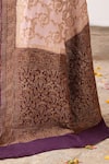 Naaritva India_Ivory Crepe, Chiffon, Silk Zari Handwoven Banarasi Saree With Running Blouse _at_Aza_Fashions