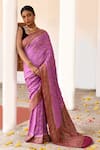 Buy_Naaritva India_Pink Chiffon, Silk, Crepe Hot Handwoven Banarasi Saree With Running Blouse _Online_at_Aza_Fashions