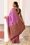 Shop_Naaritva India_Pink Chiffon, Silk, Crepe Hot Handwoven Banarasi Saree With Running Blouse _at_Aza_Fashions