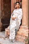 Buy_Naaritva India_Sky Blue Crepe, Silk, Handwoven Zari Work Banarasi Saree With Running Blouse _Online_at_Aza_Fashions