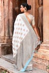 Shop_Naaritva India_Sky Blue Crepe, Silk, Handwoven Zari Work Banarasi Saree With Running Blouse _at_Aza_Fashions