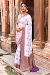Buy_Naaritva India_Purple Crepe, Chiffon, Silk Light Handwoven Banarasi Saree With Running Blouse _at_Aza_Fashions