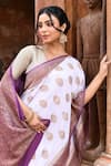Naaritva India_Purple Crepe, Chiffon, Silk Light Handwoven Banarasi Saree With Running Blouse _at_Aza_Fashions