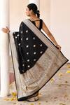 Shop_Naaritva India_Black Zari Handwoven Banarasi Saree With Running Blouse _at_Aza_Fashions