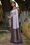 Naaritva India_Blue Crepe, Chiffon, Silk Pastel Handwoven Banarasi Saree With Running Blouse _Online_at_Aza_Fashions