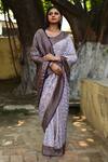 Buy_Naaritva India_Blue Crepe, Chiffon, Silk Pastel Handwoven Banarasi Saree With Running Blouse _Online_at_Aza_Fashions