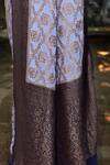 Naaritva India_Blue Crepe, Chiffon, Silk Pastel Handwoven Banarasi Saree With Running Blouse _at_Aza_Fashions