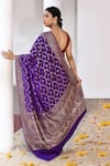 Shop_Naaritva India_Purple Crepe, Chiffon, Silk Handwoven Work Banarasi Saree With Running Blouse _at_Aza_Fashions