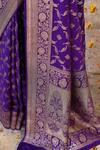 Buy_Naaritva India_Purple Crepe, Chiffon, Silk Handwoven Work Banarasi Saree With Running Blouse 