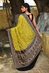 Shop_Naaritva India_Green Crepe, Chiffon, Silk Handwoven Work Banarasi Saree With Running Blouse _at_Aza_Fashions