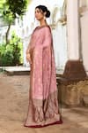 Naaritva India_Pink Crepe, Chiffon, Silk Handwoven Work Banarasi Saree With Running Blouse _Online_at_Aza_Fashions
