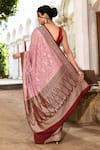 Shop_Naaritva India_Pink Crepe, Chiffon, Silk Handwoven Work Banarasi Saree With Running Blouse _at_Aza_Fashions