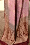 Naaritva India_Pink Crepe, Chiffon, Silk Handwoven Work Banarasi Saree With Running Blouse _at_Aza_Fashions