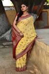Shop_Naaritva India_Yellow Chiffon, Silk, Crepe Zari Handwoven Banarasi Saree With Running Blouse _Online_at_Aza_Fashions