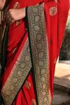 Naaritva India_Red Crepe, Chiffon, Silk Handwoven Work Banarasi Saree With Running Blouse _at_Aza_Fashions