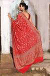 Shop_Naaritva India_Red Crepe, Chiffon, Silk Zari Handwoven Banarasi Saree With Running Blouse _at_Aza_Fashions