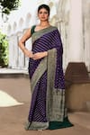 Buy_Naaritva India_Purple Crepe, Chiffon, Silk Zari Handwoven Banarasi Saree With Running Blouse _at_Aza_Fashions