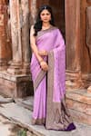 Buy_Naaritva India_Purple Crepe, Silk, Chiffon Handwoven Work Banarasi Saree With Running Blouse _at_Aza_Fashions