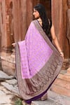 Shop_Naaritva India_Purple Crepe, Silk, Chiffon Handwoven Work Banarasi Saree With Running Blouse _at_Aza_Fashions