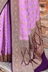 Naaritva India_Purple Crepe, Silk, Chiffon Handwoven Work Banarasi Saree With Running Blouse _at_Aza_Fashions