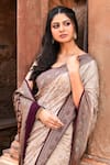 Shop_Naaritva India_Beige Crepe, Chiffon, Silk Zari Handwoven Banarasi Saree With Running Blouse _Online_at_Aza_Fashions